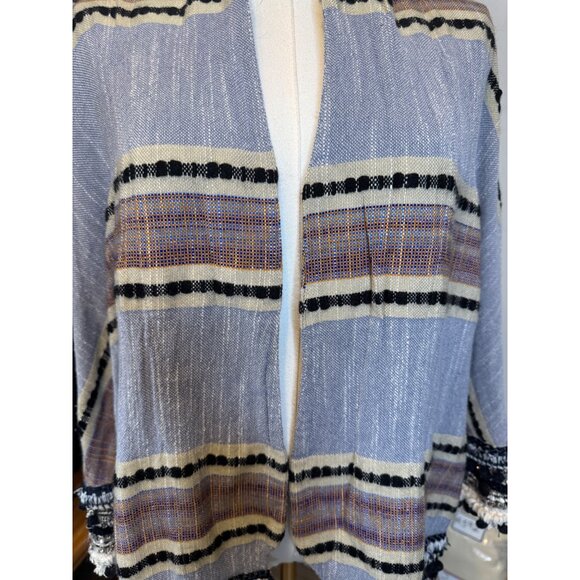 2/$30 ZARA Small Woven BOHO Open-Front Jacket Cardigan Fringe Pom Tassel Trim - Picture 5 of 15